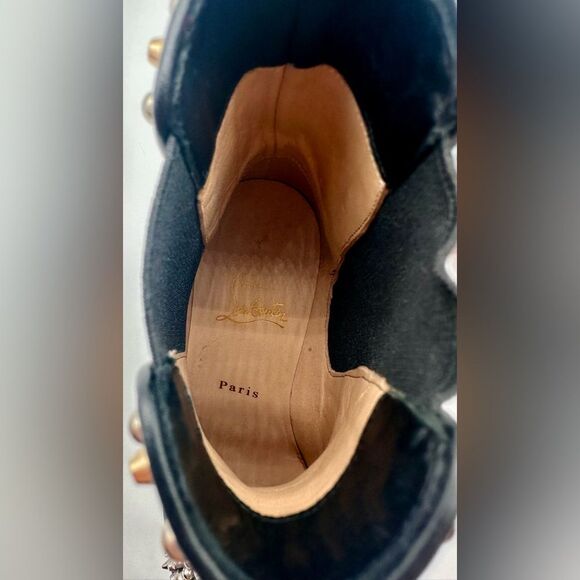 Christian Louboutin Chasse A Clou 70 Black Leather Studded  Ankle Boots EU37 US7 - Picture 6 of 14